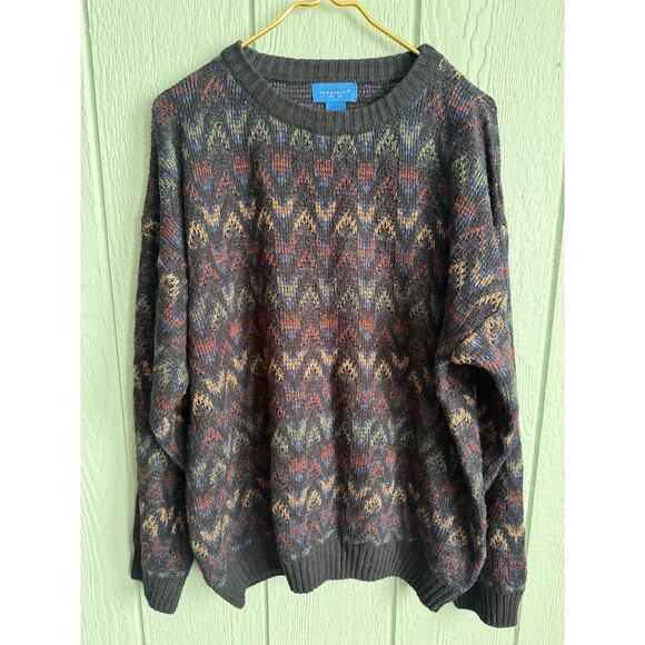 90s Towncraft Sweater Men’s 2XL Vintage Textured Knit Cosby Coogi Style - Picture 1 of 6